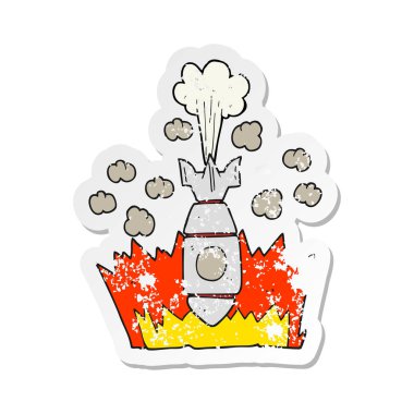 bir çizgi film düşen bombanın Retro sıkıntılı etiket