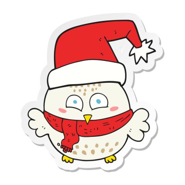 etiket bir çizgi film sevimli Noel baykuş