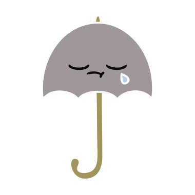 düz renk retro karikatür şemsiye