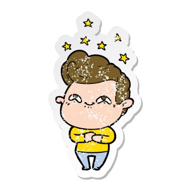 adam bir karikatür sıkıntılı etiket heyecanlı