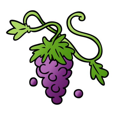 Degrade çizgi film doodle üzüm asma üzerinde