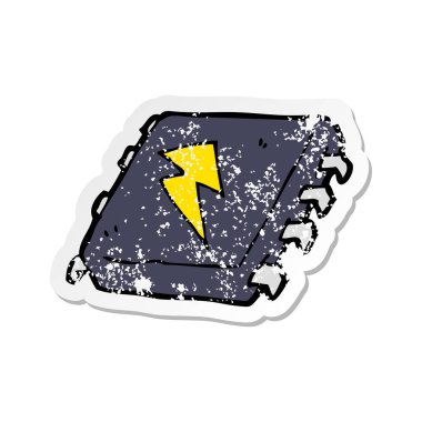 bir çizgi film bilgisayar çipi Retro sıkıntılı etiket