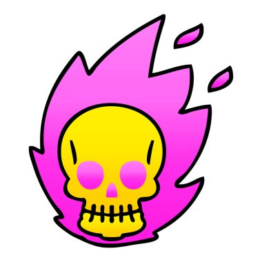 ilginç degrade gölgeli karikatür kafatası