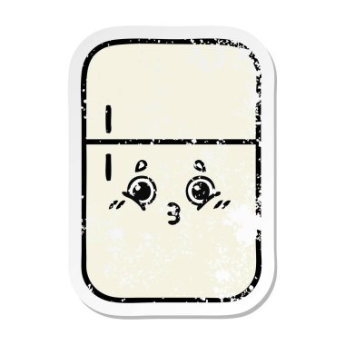 sevimli çizgi buzdolabı dondurucu sıkıntılı etiket