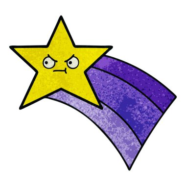 Retro grunge doku çizgi film çekim rainbow yıldız