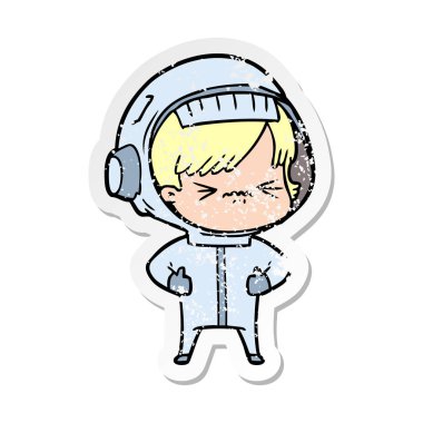 bir kızgın çizgi film alan kızın sıkıntılı etiket