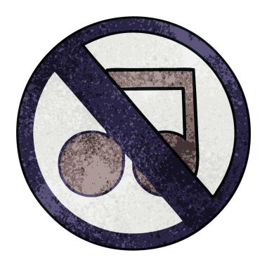 Retro grunge doku karikatür bir hiçbir müzik işareti izin