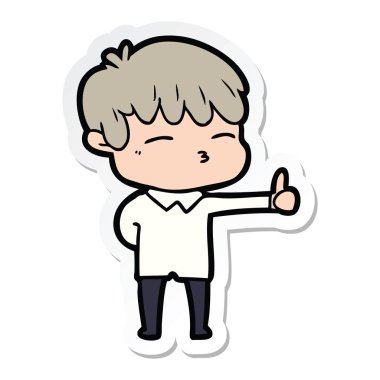 çizgi film meraklı bir çocuk etiket