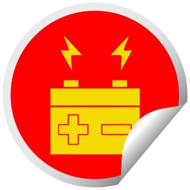 dairesel peeling etiket karikatür elektrik pil