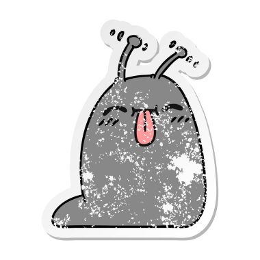 sıkıntılı etiket karikatür mutlu kawaii slug