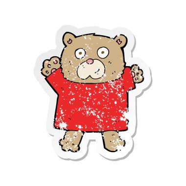 bir çizgi film sevimli ayıcık Retro sıkıntılı etiket