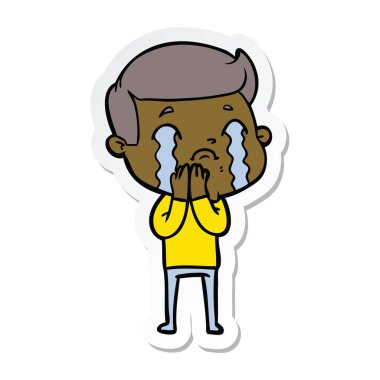 ağlayan bir çizgi film adamın etiket