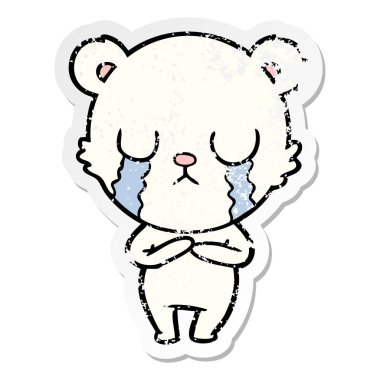 ağlayan bir kutup ayısı karikatür sıkıntılı etiket