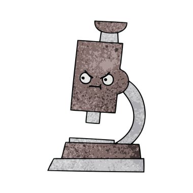 Retro grunge doku karikatür mikroskop