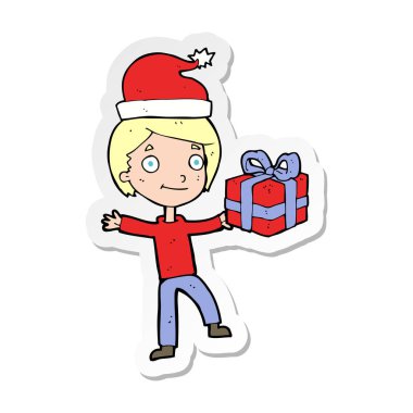 etiket hediye ile bir çizgi film çocuk