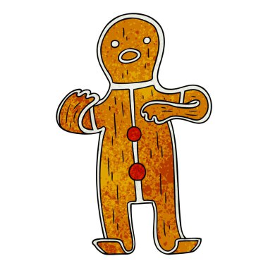 Zencefilli kurabiye adam dokulu karikatür doodle