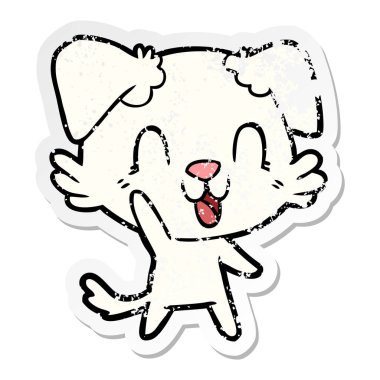 sıkıntılı etiket gülünecek bir karikatür köpek