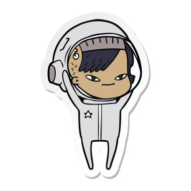 bir çizgi film astronot kadının etiket