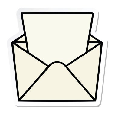 çizgi film mektup ve zarf etiket ilginç el çizilmiş