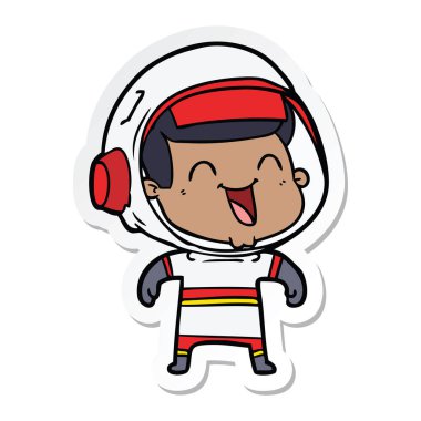 mutlu karikatür astronotun etiket