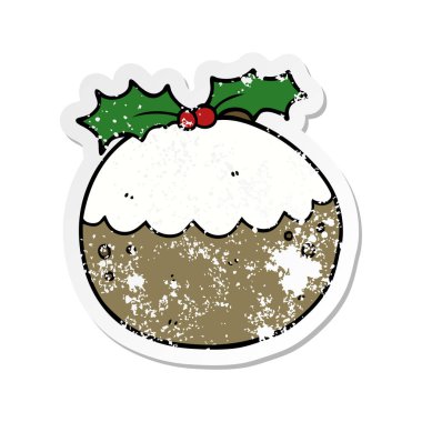bir karikatür Noel pudingi sıkıntılı etiket