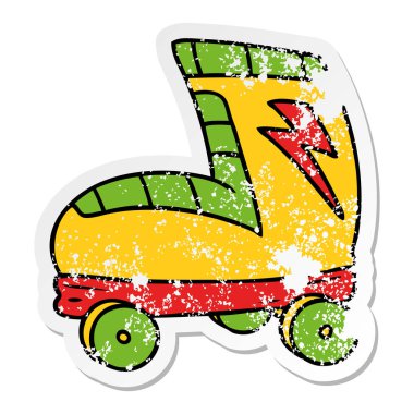 sıkıntılı etiket karikatür doodle paten önyükleme