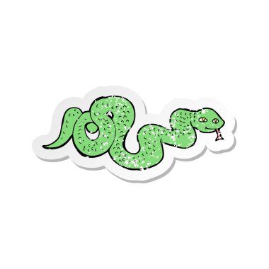 bir çizgi film yılan Retro sıkıntılı etiket