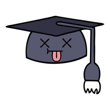 sevimli çizgi mezuniyet şapka