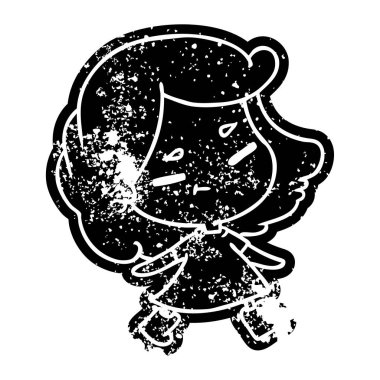 Grunge simgesi bir şirin kawaii kızın sıkıntılı