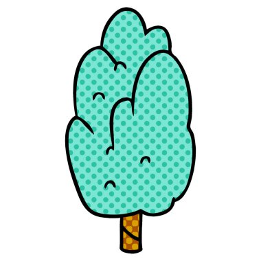 çizgi film doodle tek yeşil ağaç