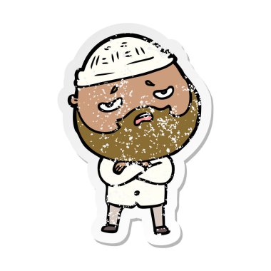 sakallı bir karikatür sıkıntılı etiket endişeli