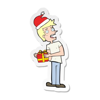 etiket hediye ile bir çizgi film adamın