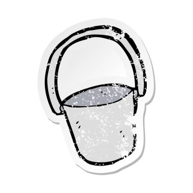 bir çizgi film kova Retro sıkıntılı etiket