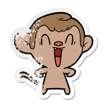 bir karikatür komik maymun sıkıntılı etiket