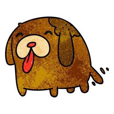 dokulu çizgi film illüstrasyon kawaii şirin bir köpek