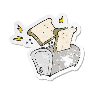 bir çizgi film tost makinesi Retro sıkıntılı etiket