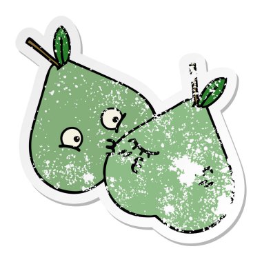 sevimli çizgi yeşil armut sıkıntılı etiket