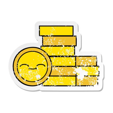 sevimli çizgi sıkıntılı etiket paralar