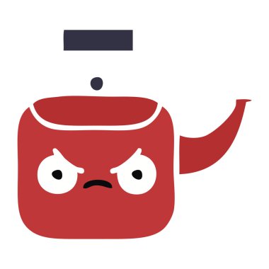 düz renk retro çizgi film su ısıtıcısı