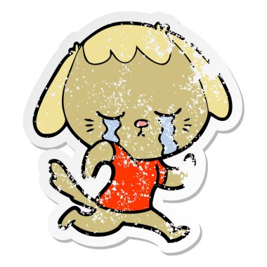 çizgi film ağlıyor bir sevimli köpek sıkıntılı etiket