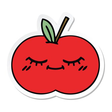etiket sevimli çizgi Kırmızı elma