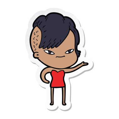 etiket hipster saç kesimi ile sevimli çizgi kızın