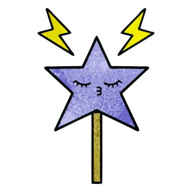 Retro grunge doku karikatür bir sihirli değnek