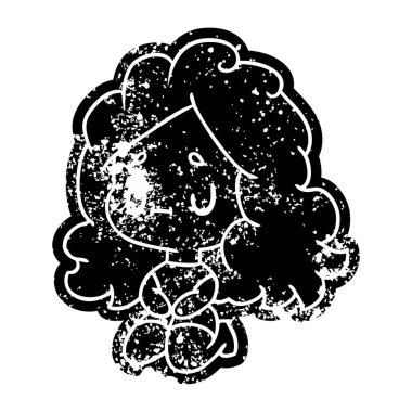 Grunge simgesi bir şirin kawaii kızın sıkıntılı