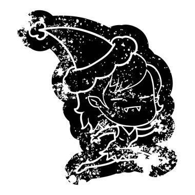 sıkıntılı simgesini santa s giyen bir ölümsüz vampir kız çizgi film