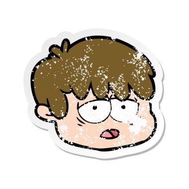 bir çizgi film erkek yüz sıkıntılı etiket