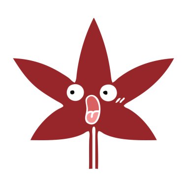 düz renk retro karikatür sonbahar yaprak