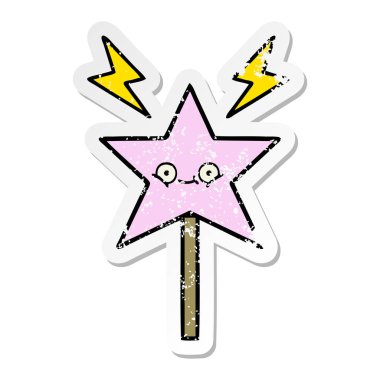 sevimli çizgi sihirli değnek sıkıntılı etiket