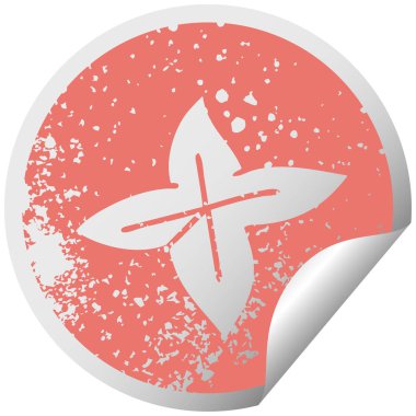 sıkıntılı dairesel peeling etiket sembolü bir sonbahar yaprak