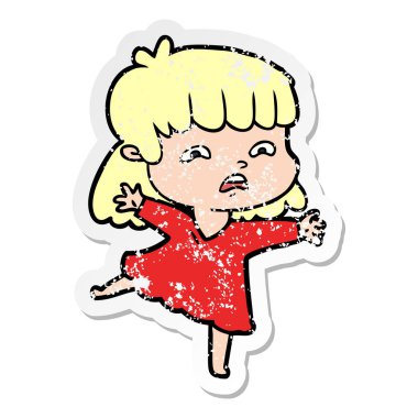 çizgi film endişeli bir kadın sıkıntılı etiket